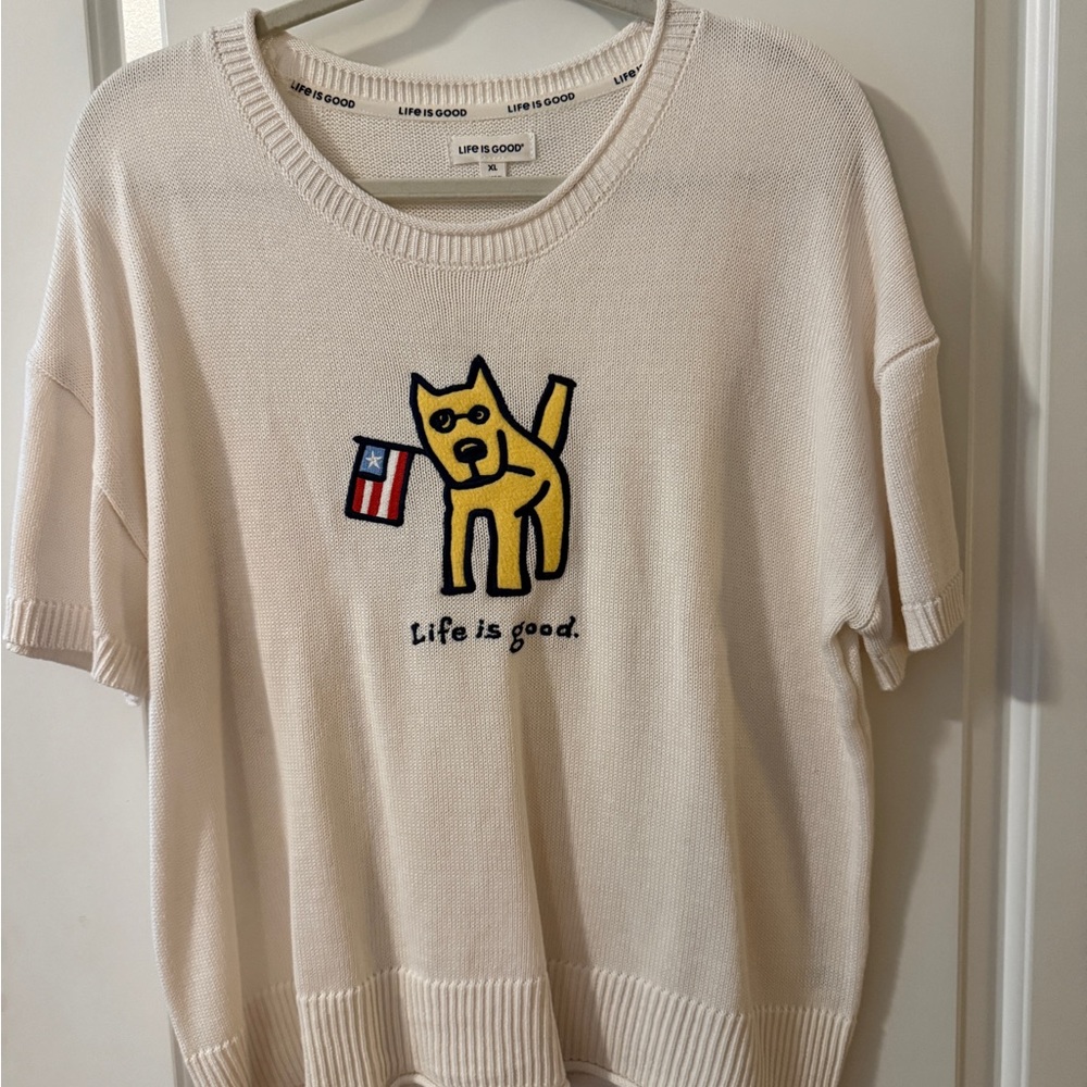 Life Is Good White Knit Sweater
